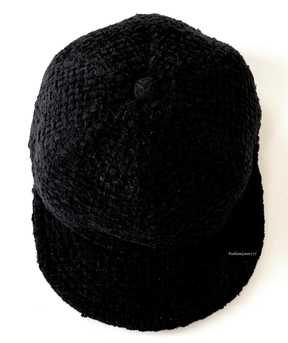 CHANEL 22B BLACK TWEED CC LOGO BASEBALL CAP HAT S | eBay