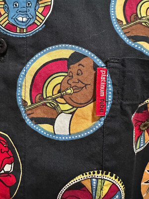 ウェア platinum fubu 2XL Platinum FUBU Fat Albert & The Junkyard Gang Jazz Button
