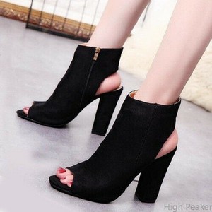 suede open toe heels