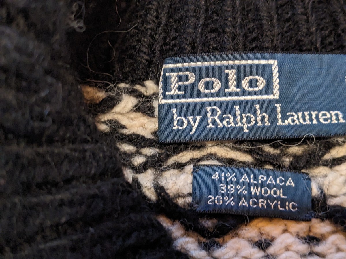 POLO RALPH LAUREN KNIT WOOL ALPACA MooSe BuTToN SWEATER L