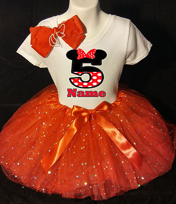 MINNIE MOUSE **With NAME** 5th fifth 5 Birthday red Tutu dress Fast Shipping 
