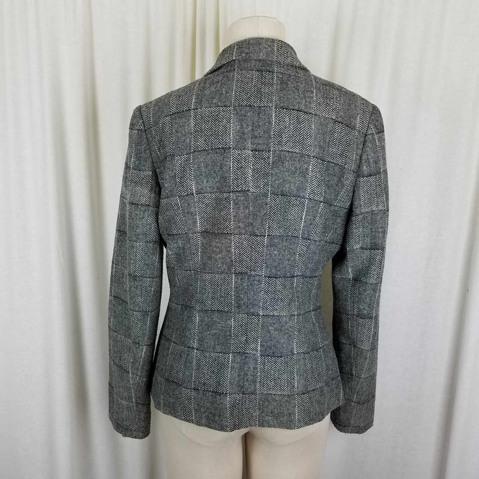 Atelier Wool Cotton Patchwork Herringbone Blazer … - image 4