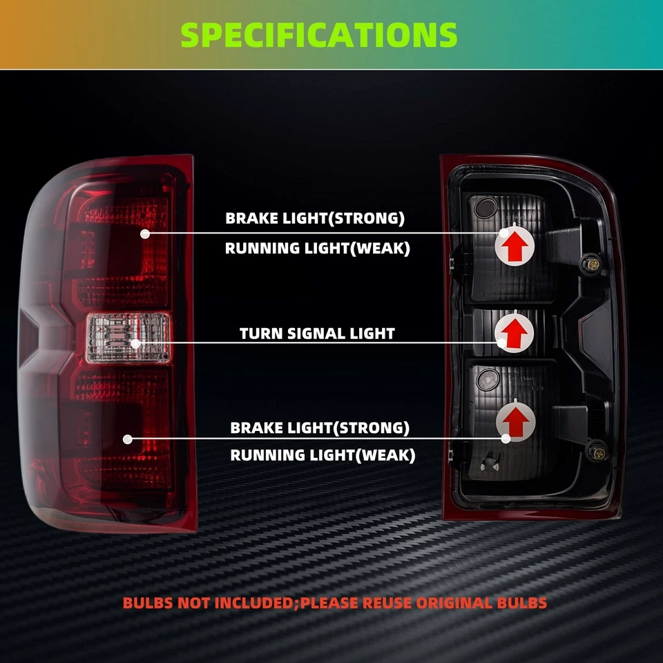 Tail lights for chevy silverado gmc sierra 1500 2500HD 3500HD 2015-2019 Foto 2 de 4