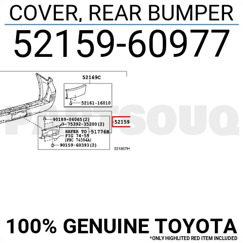 5215960977 Genuine Toyota COVER, REAR BUMPER 52159-60977 | eBay 