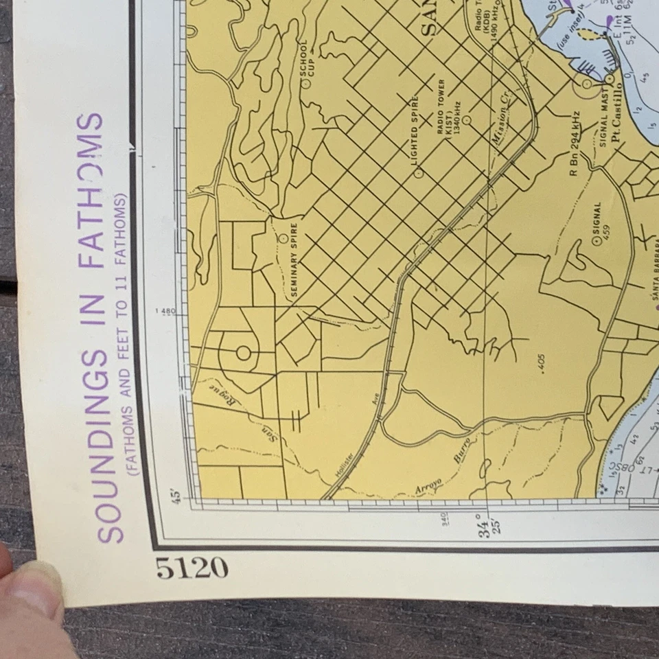 Vtg NOAA Chart Port Hueneme Santa Barbara Channel Islands Ventura March '73 5120 - Image 3 of 4