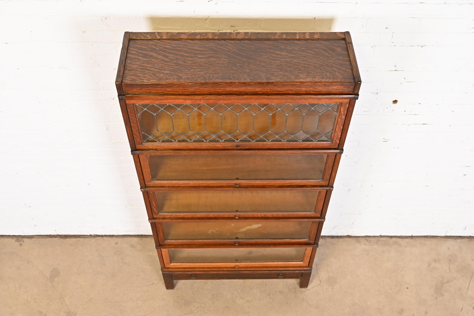 Antique Globe Wernicke Arts & Crafts Oak FiveStack Barrister Bookcase