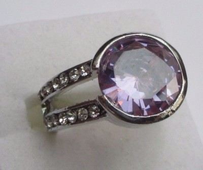 Bague Vintage Orange Cristaux Diamant - Taille 55, Plaqué Rhodium - Occasion