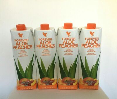 4-Pack Forever Aloe Peaches 1L  Zachte Alo Vera Drank met Perzik