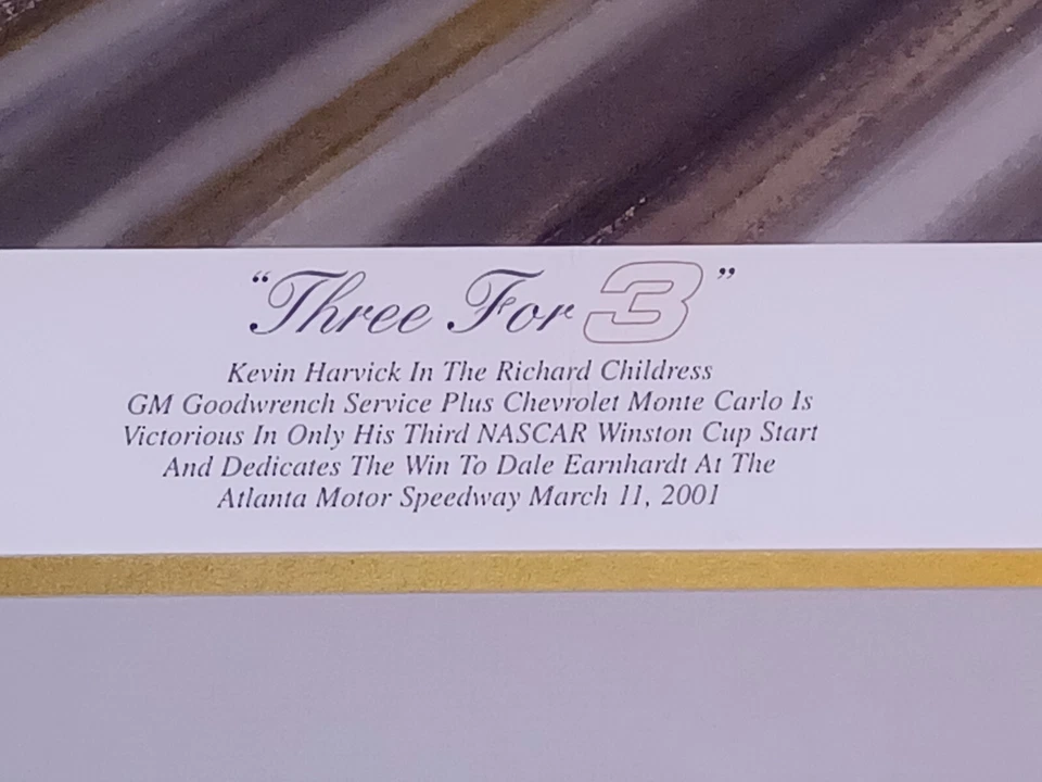 KEVIN HARVICK NASCAR SIGNED FRAMED PRINT 2002 AUTOGRAPHED NUMBERED GARY HILL VTG — 第 3/4 张图片