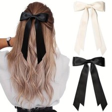 2pcs black and white large bow on spring clip latest trend accessory LAST FEW