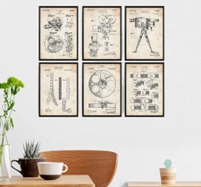 Wall Art Home Decor Film Movie Cinema Camera Projector Patent Print Set of 6