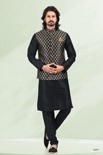 Mens Designer Traditional Wedding Party Wear Designer Kurta Payjama Jacket Set