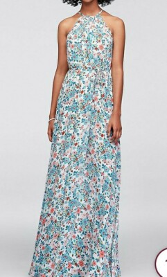 *Gorgeous* David's Bridal Women's Floral long Dress wedding guest size 2  summer | eBay
