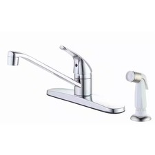 Glacier Bay Single Handle Standard Kitchen Faucet, Chrome w/ White Side Sprayer