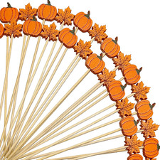 Fall Cocktail Picks,100pcs Maple Leaf Pumpkin Toothpicks for Appetizers,4.7inch