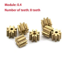 Metal Copper Gear 8 Teeth 0.4 Module Motor Toy Car Transmission Spindle Gear