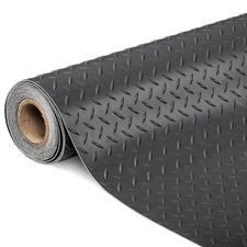 7.5 x 22 ft Garage Floor Mat Flooring Roll Non-Slip Waterproof PVC Black