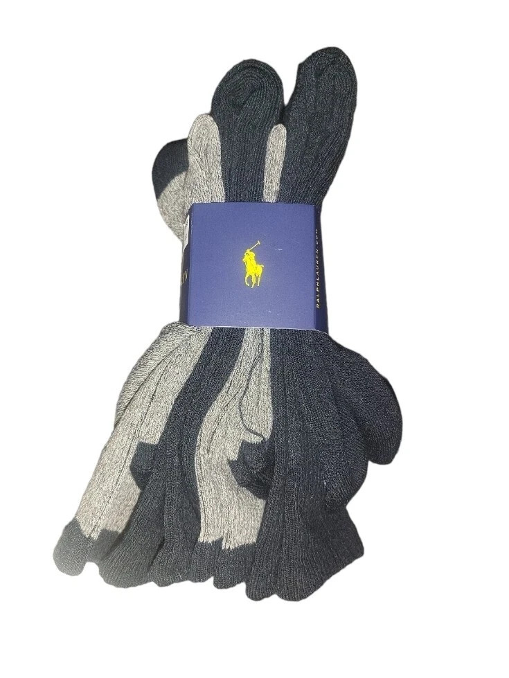 PONY Polo Ralph Lauren Uomo Confezione 4 Calzini Classici Sport Crew Grandi NUOVI con ETICHETTE