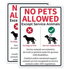 2 Pack Metal No Pets Sign, 10" x 14" No Dogs Or Pets Allowed Except Service A...