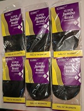 6 Count ICONIC 100 Synthetic Super Jumbo Braid Hair Color 2 - 52" Long