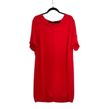 Lauren Ralph Lauren Red Shift Dress Gold Zip Classic Career Workwear Size 16W