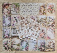 Scrapbooking Papier Sticker Set Vintage Blumengarten 54 teilig