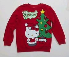 New Hello Kitty Merry  Bright Longsleeve Chrostmas Sweatshirt Girls Kids Medium