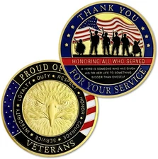 Military Veterans Challenge Coin Thank You for Your Service Appreciation Gift 