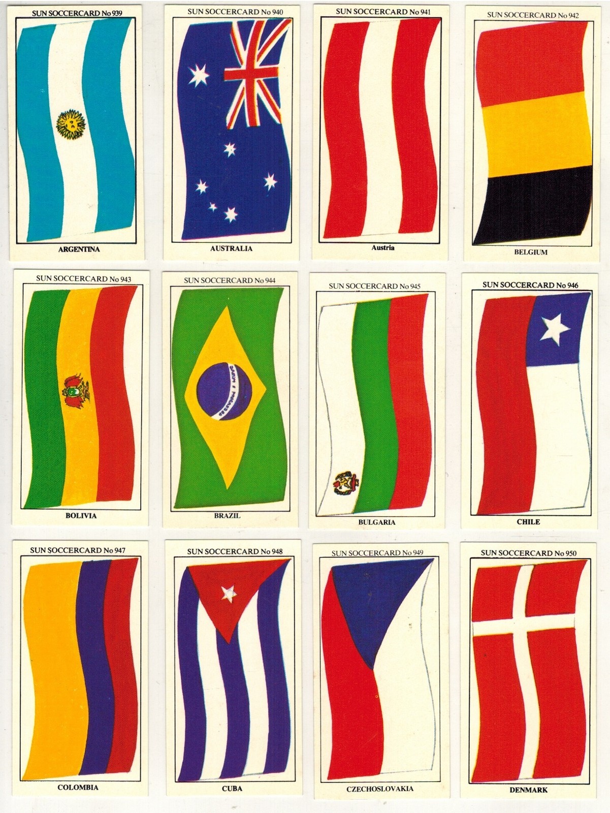 Sun Soccercards Flags Lot 12 Tobacco Cards 1978/79