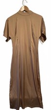 Nasty Gal Elegant Gold Satin Casual Dress with Mandarin Collar