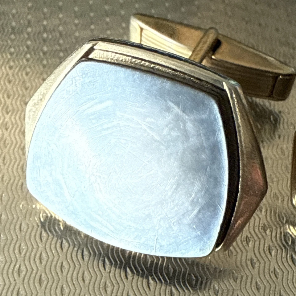 paar (2Stk.) Manschettenknöpfe 50er Jahre Perlmutt goldfarbenes Metall Vintage - Bild 4 von 4