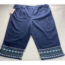 Pantalone donna Allison Daley Capri 24W orlo floreale pull-on elasticizzato Dk. Indaco F19