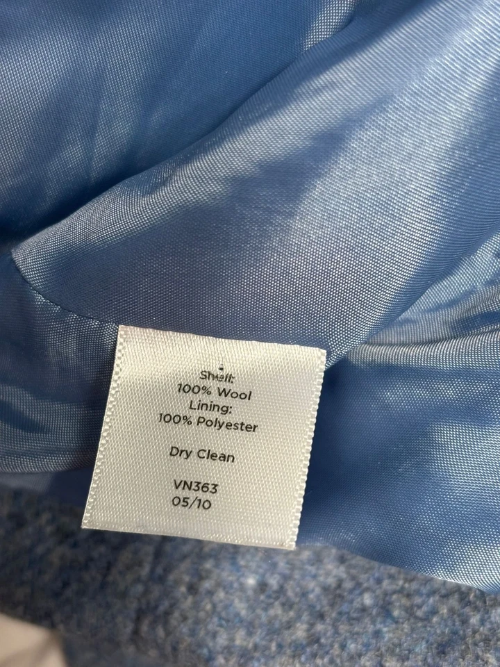 Talbots 100% шерсти пеплум плиссированные пуговицы куртка блейзер размер 12 Вт пыльный синий VN363 - Изображение 4 из 4
