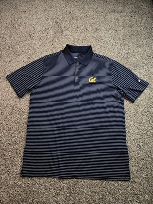 Cal Berkeley Polo Shirt Mens Large Blue  Short Sleeve Nike Golf Dri-Fit Striped