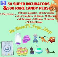 50 SUPER INCUBATOR & 500 RARE CANDY PLUS(+)-SALE-Completed within 24hrs✨Digital✨