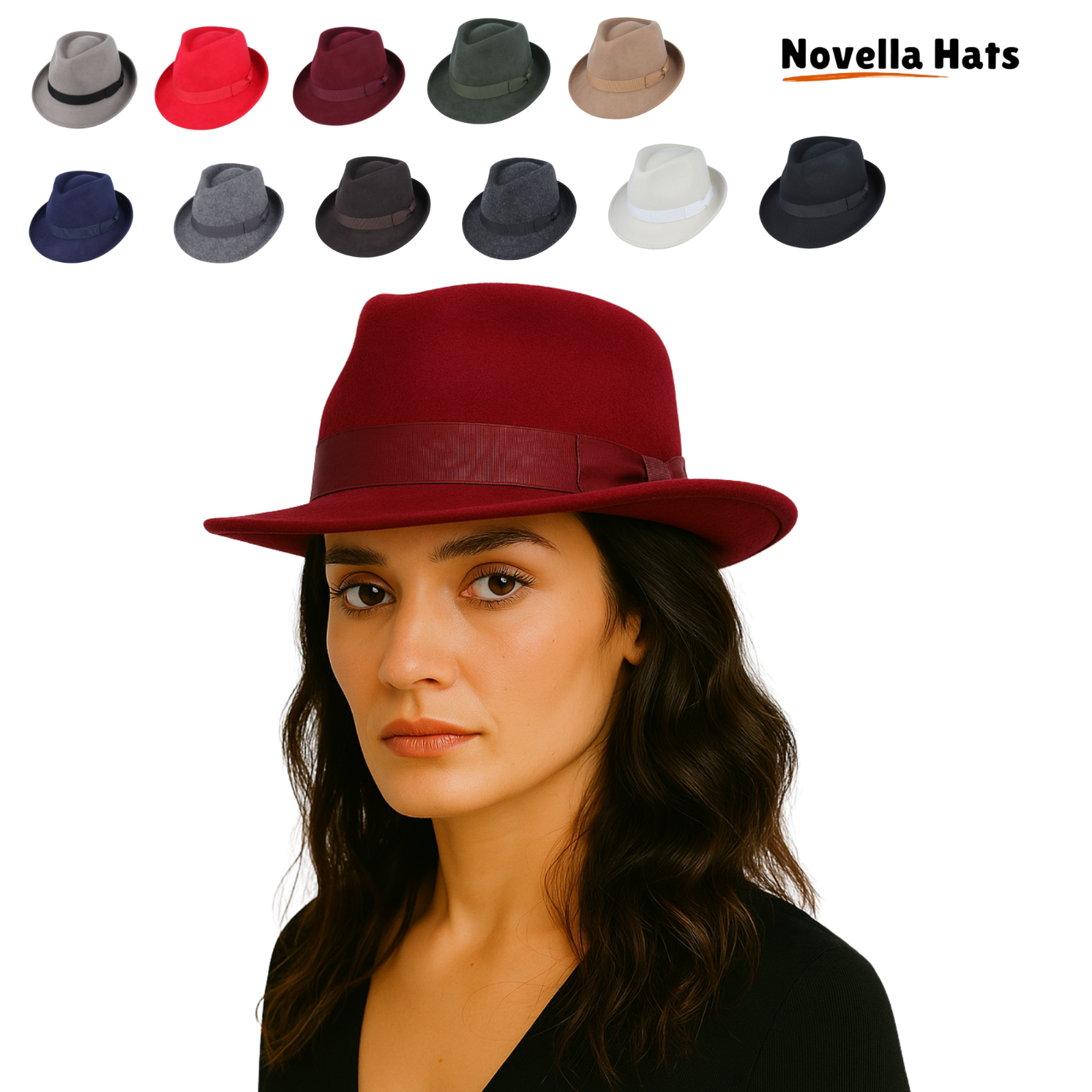 Wool Felt Crushable Trilby Fedora Hat for Men and Women Western Style