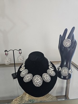 African Party Luxe Harmonique Necklace Set -Silver Party Set