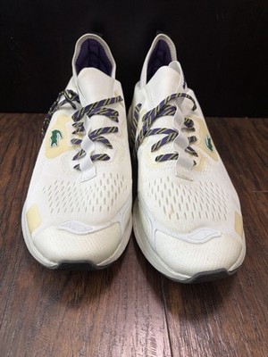Lacoste Men's Athletic Sneakers White Yellow Purple Lace Up Mesh Low Top