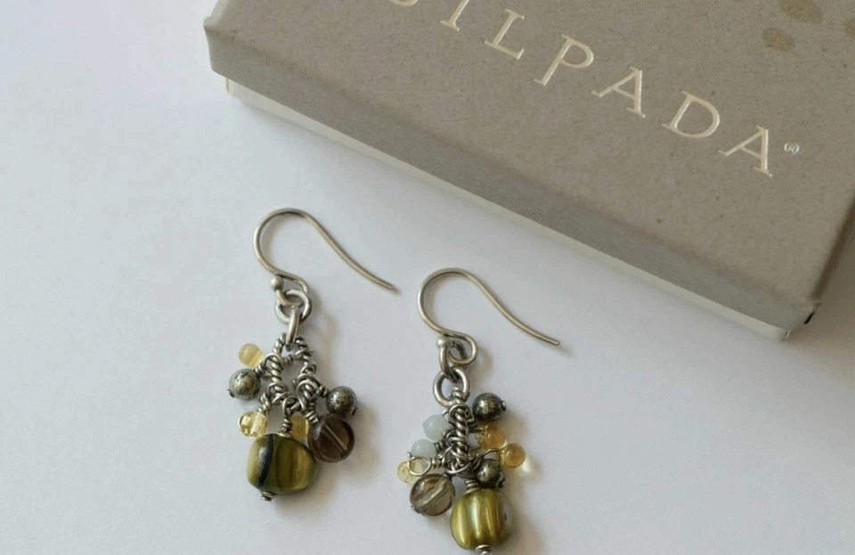 Pendientes Cha Cha Silpada Ámbar Verde Perla Amonita Plata Esterlina W1841 Foto 2 de 4