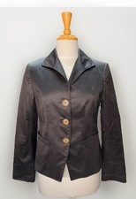 LAFAYETTE 148 Fitted Blazer 3-Button Foldover Collar Rich Brown Cotton Bl sz 2