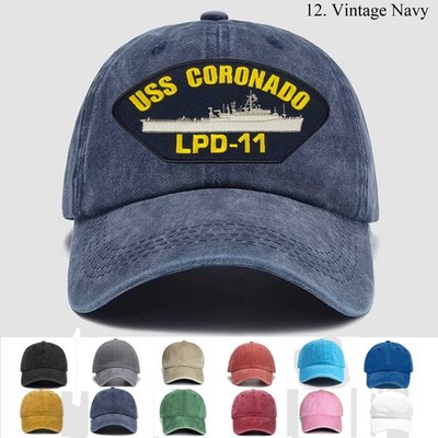 Customized Personalization Embroidered Hat Uss Coronado Lpd-11, Trucker Hat