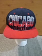 Chicago Illinois Snapback Cap Blue Red Adjustable Baseball Hat Flat Bill