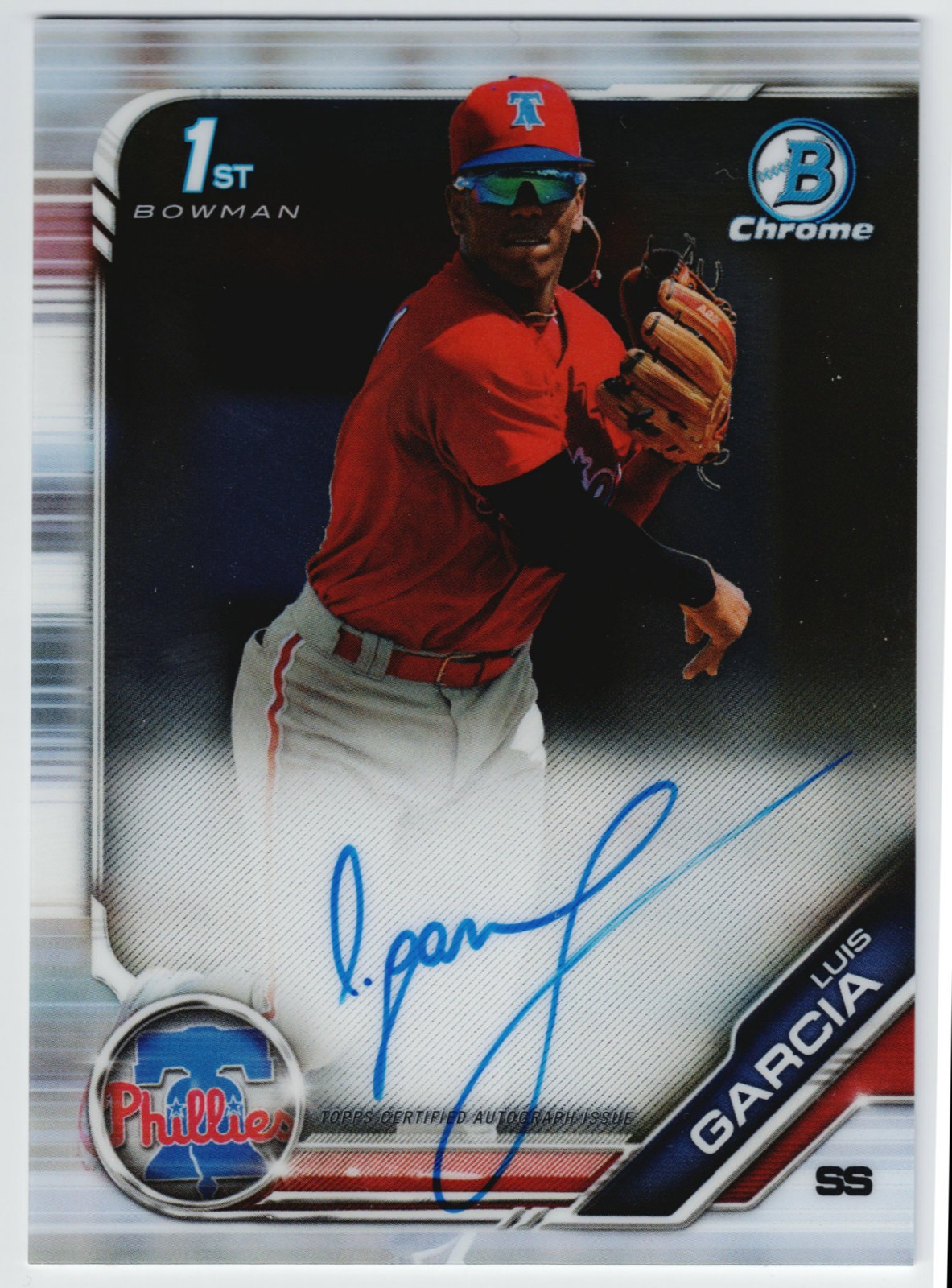 2019 Bowman Chrome Luis Garcia 1st Rookie RC Base Autograph #CPA-LG Phillies