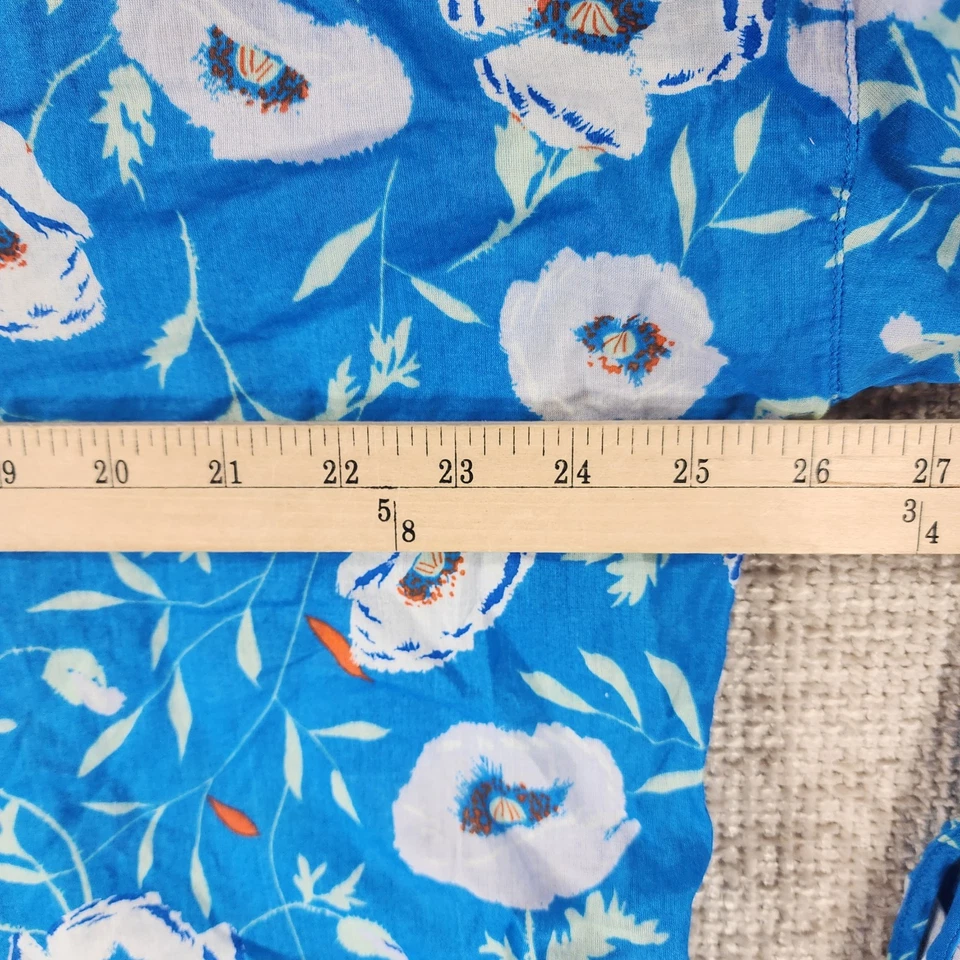 Conjunto de pijama corto Gap Body 100 % algodón para mujer XL azul floral botón usado en excelente estado Foto 4 de 4