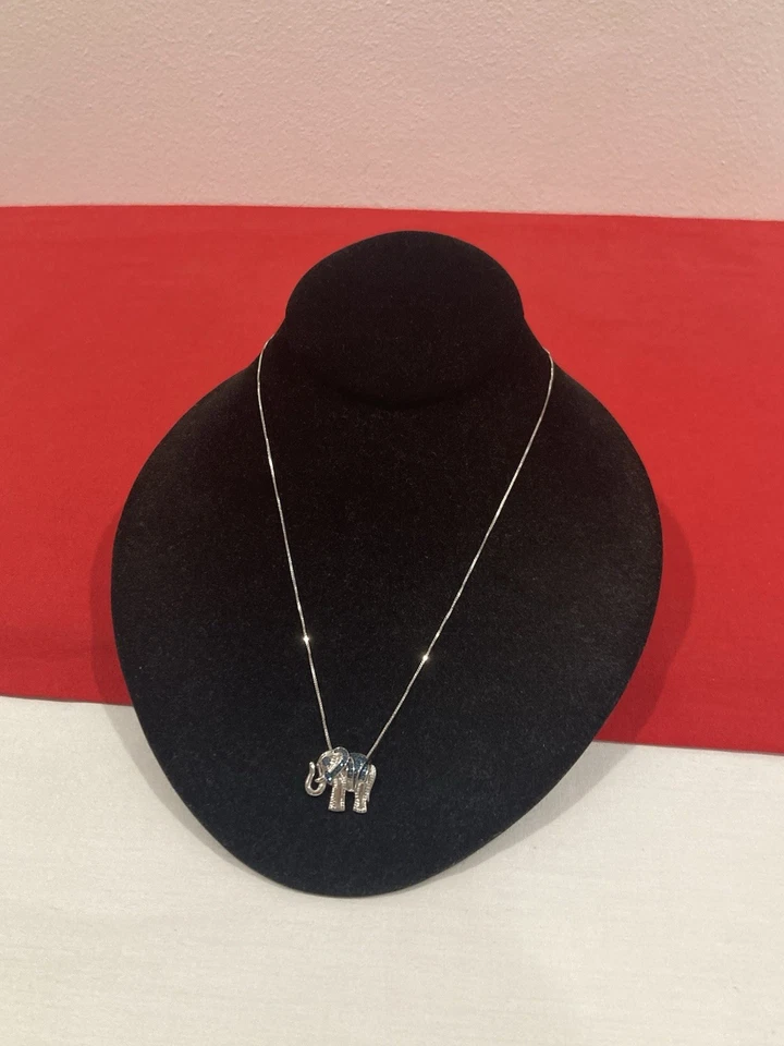 Colgante y collar de elefante de plata esterlina 925 con diamantes Affinity JS NUEVO CON CAJA Foto 3 de 4