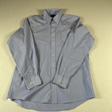 Eagle Shirtmakers Regular Fit Dress Shirt Men's Size 161/2 34/35 Blue Stripe