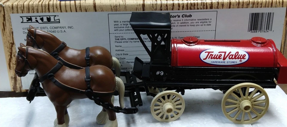 Carro de gasóleo Ertl 1990 tirado por caballos moneda diecast banco de ahorros valor real Foto 3 de 4