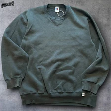 Russell Athletic Sweatshirt Mens XLT Dark Green Crewneck Fleece Made in USA