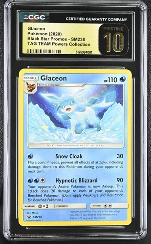 CGC 10 PRISTINE Glaceon SM238 Tag Team Powers Collection Promo Pokemon