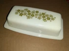 Pyrex - Spring Blossom  (Crazy Daisy ) Green  BUTTER DISH W/LID  - Vintage 70's